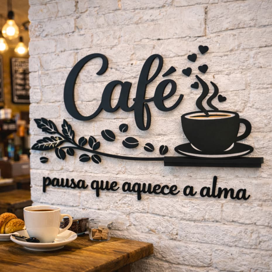 Cantinho Do Café Mdf Escrita Decoração Cozinha Cafe