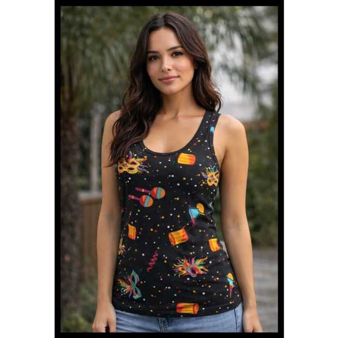 Blusa Blusinha Regata Regatinha Estampada Carnaval Elegante Fresquinha Plus Size Gola V alça larga Dia Das Mães Presente