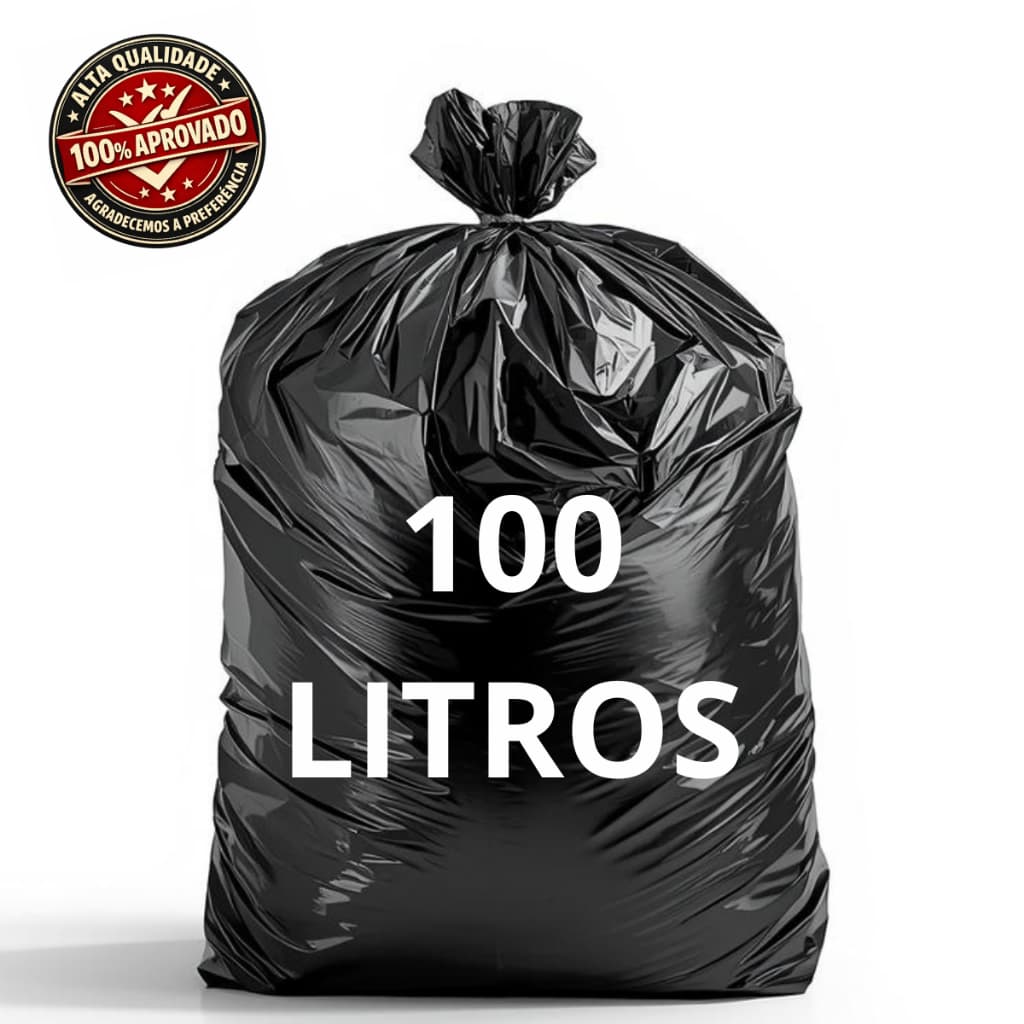 Saco de lixo 100 Litros preto Alta Qualidade C/100unidades