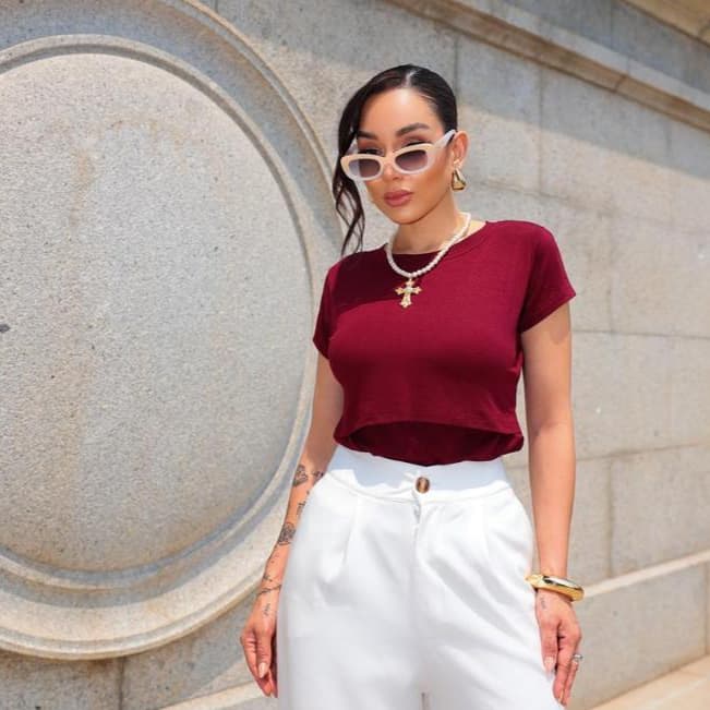 Blusa amamentação moda maternidade manga curta