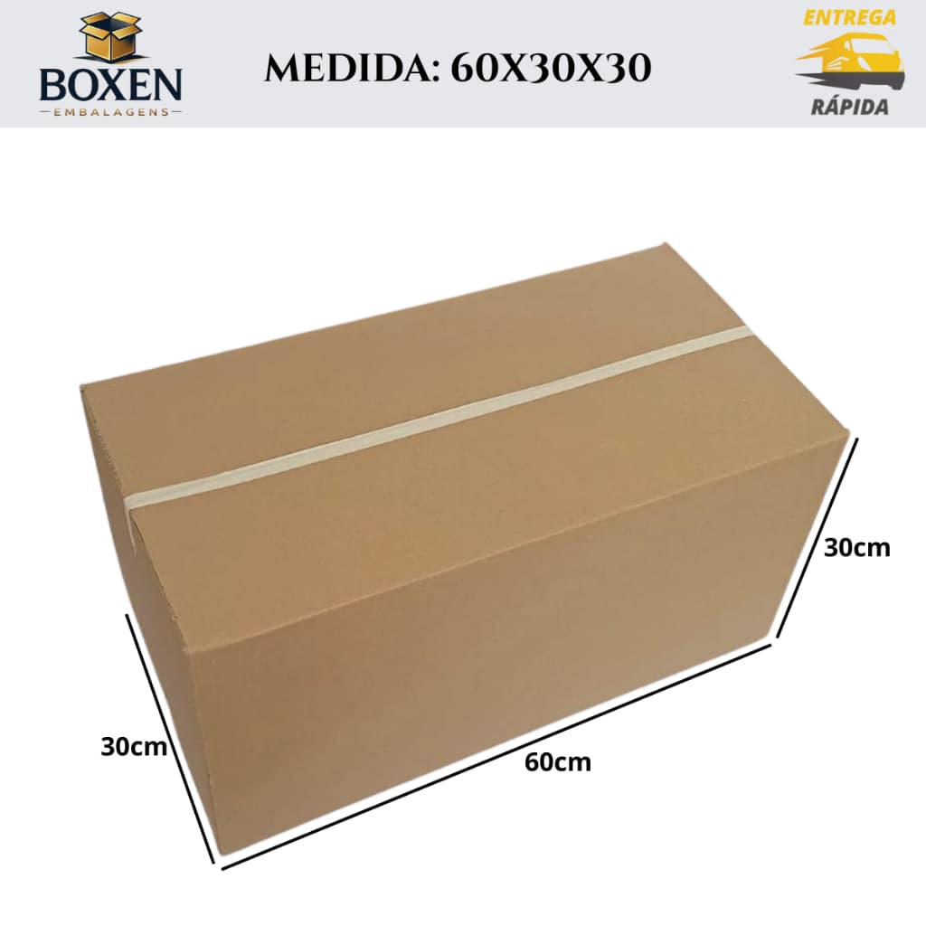 10 Caixas de Papelão Corrugado 60x30x30 - Onda B - Envio, Armazenamento e Mudanças.