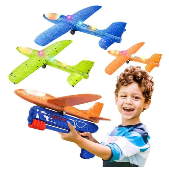 Brinquedo Lançador De Avião Aeromodelador Planador Colorido Com Transmissor com luz