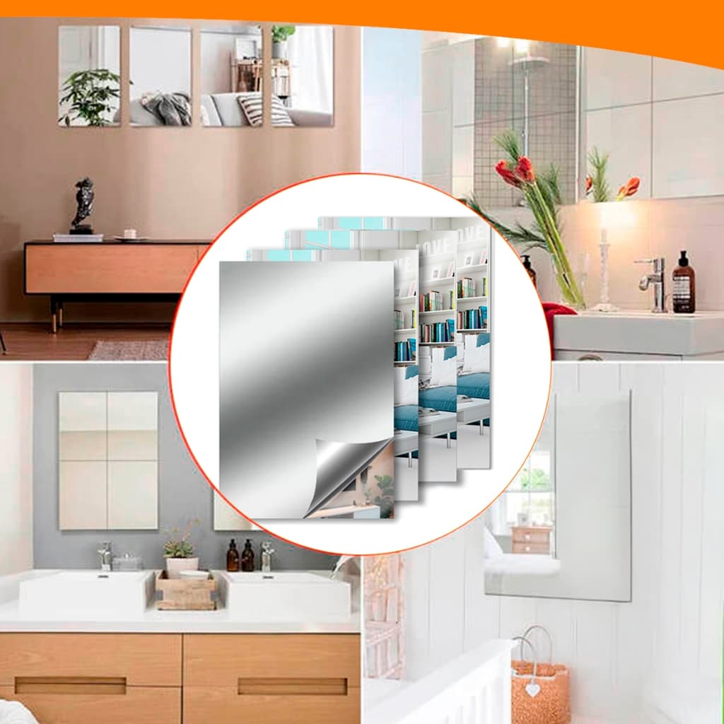 Kits De 1 a 4 Espelhos Adesivo Decorativo Acrilico 20x30 Retangulares Kolling sell