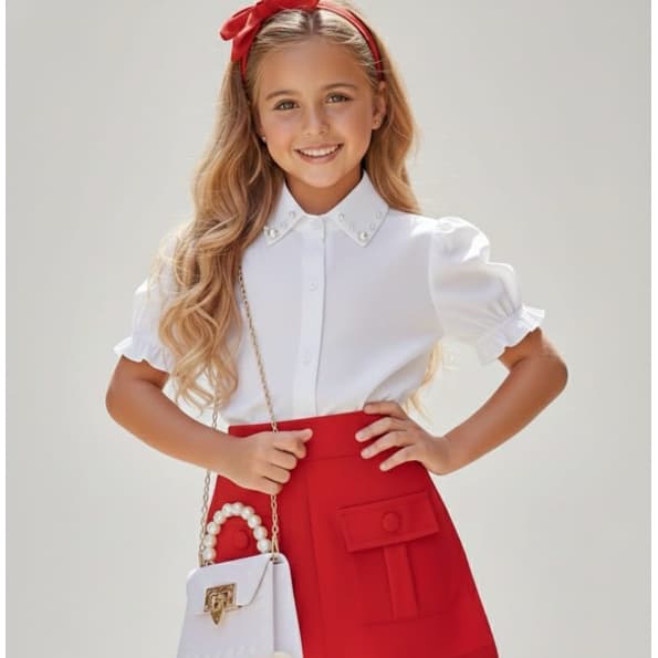 Camisa Infantil Menina com Pedraria Camisa social