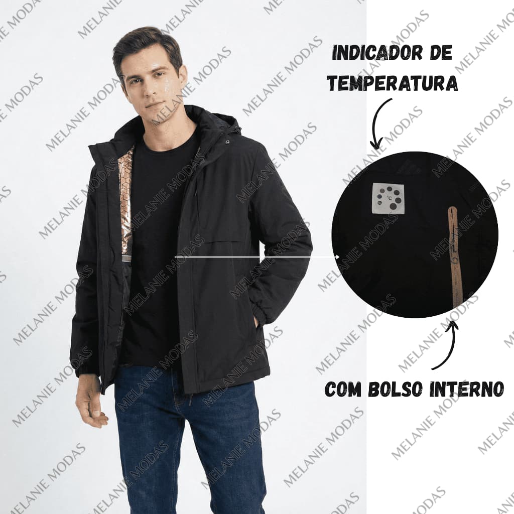 Jaqueta Impermeável com Forro Térmico Resistente a Água e Vento