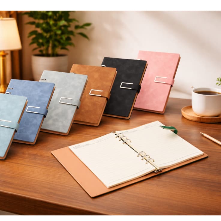 FICHÁRIO PU CADERNO + FOLHAS PARA ANOTAÇÃO ESCOLA TRABALHO COM FECHO TAMANHO A5 FOLHA