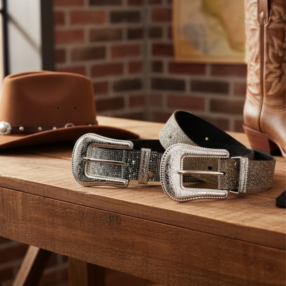 Cinto Country Infantil Feminino 80cm Brilho Strass Fivela Rodeio Western