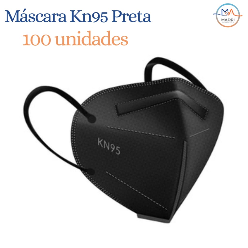 Kit 100 Máscaras Preta Kn95 Proteção Respiratória Pff2 Preta 5 Camadas