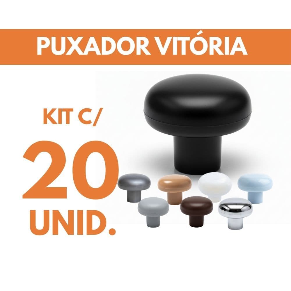 Kit Puxadores Vitória Branco Preto Chocolate Avelã Cromado Gaveta Armário Móveis Plástico ABS