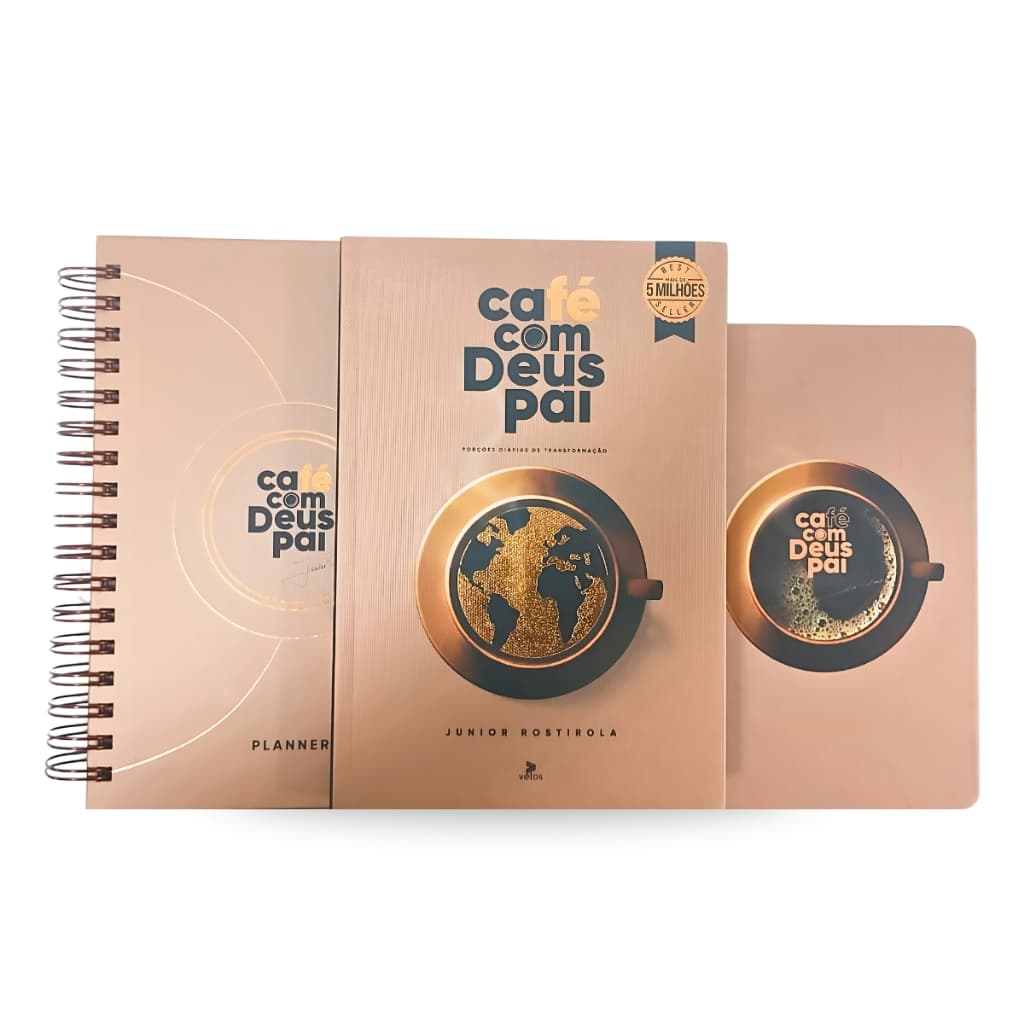 Kit Café Com Deus Pai + Planner + Caderno de Anotações