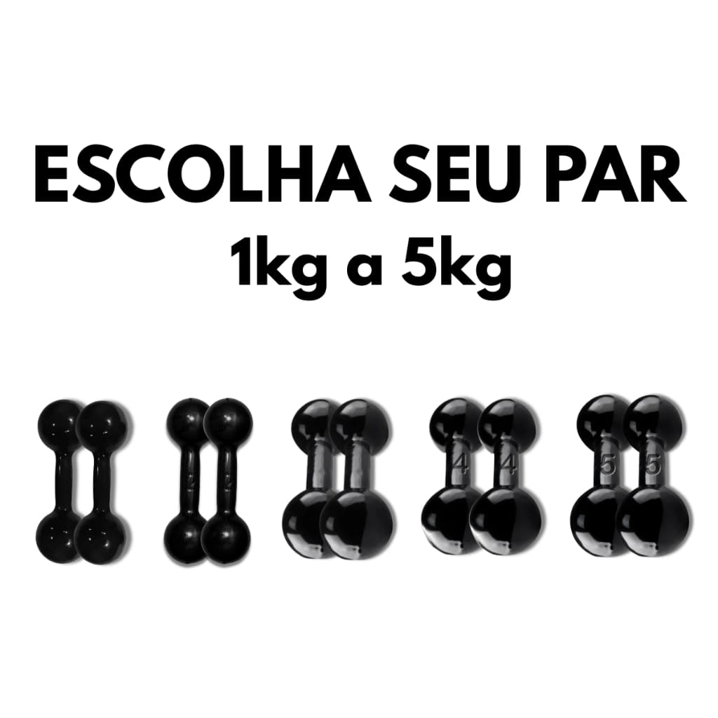 Par de Halter Bola Emborrachado 1kg a 5kg Musculação Treino Funcional Academia Casa Fitness Exercícios Força
