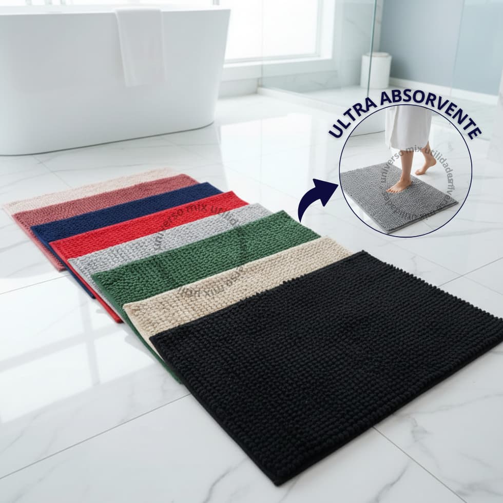 Tapete Para Banheiro Macarrão Bolinha Antiderrapante Super Macio Luxo 60x40cm