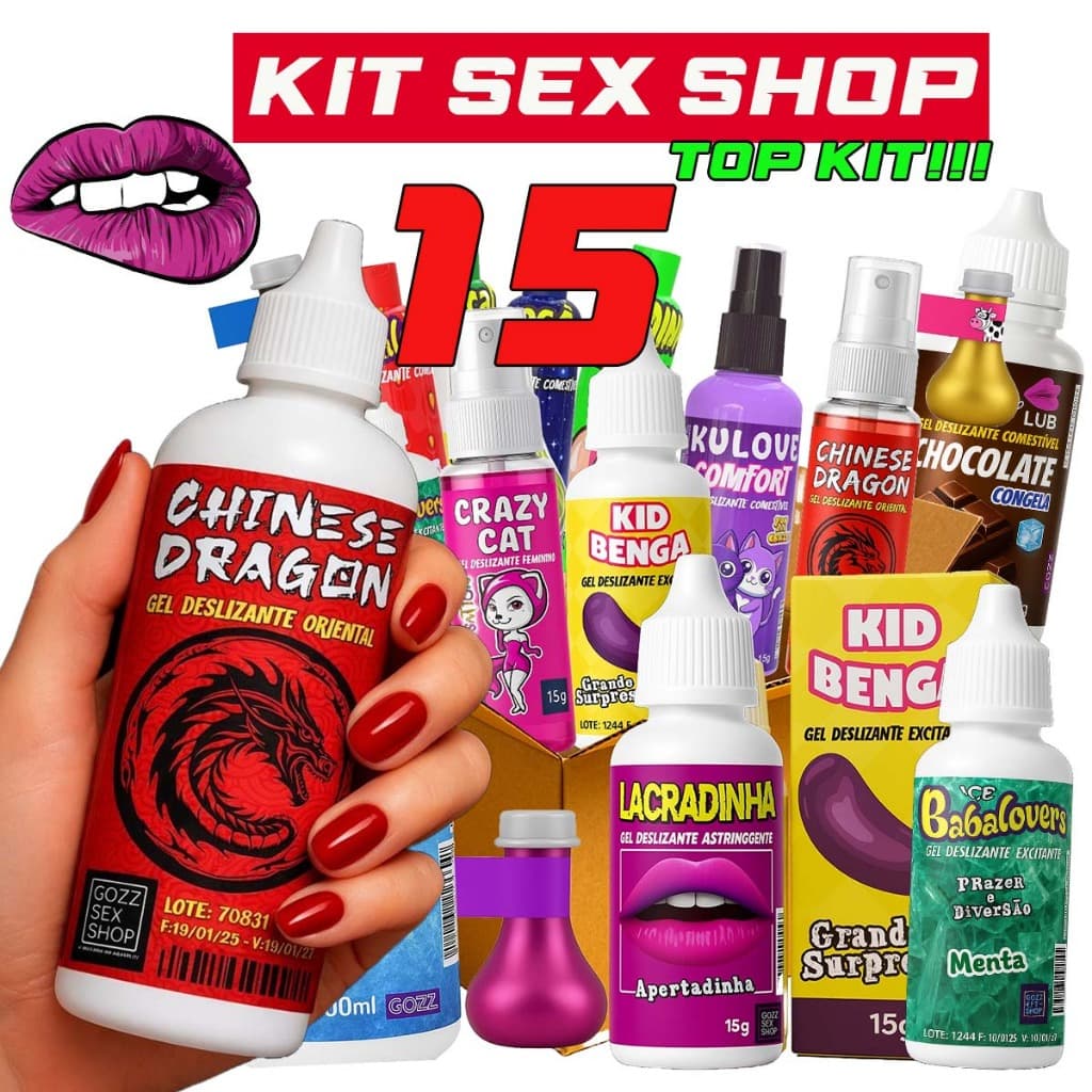 Kit Sex Shop 15 Itens Com Chinese Dragon Tubo Grande Hot Ice Apimenta Relação