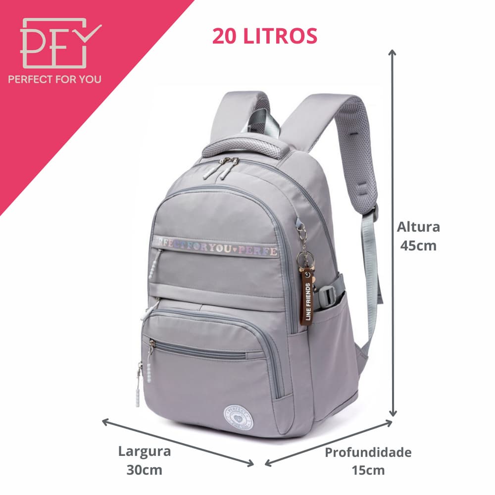 Mochila Bolsa Espaçosa Notebook Faculdade Chaveiro Personalizado Escolar