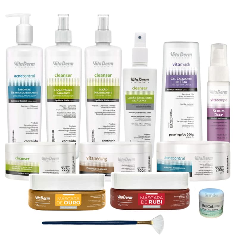 Kit Limpeza de Pele Profissional Vita Derm Completo