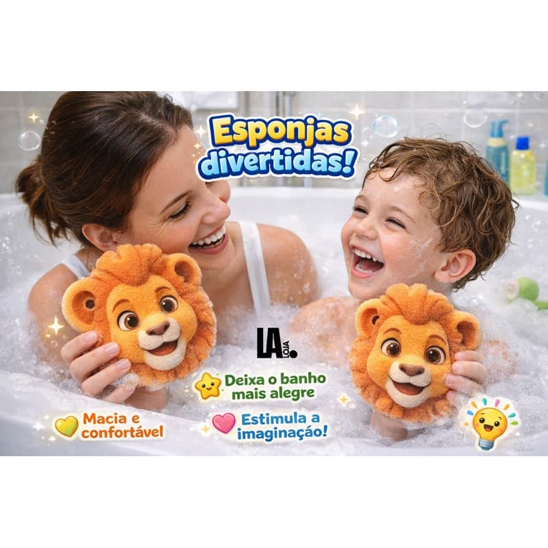 Esponja de Banho Infantil Macia e Fofinha para Crianças Divertida para Higiene Diária Modelo Leão Sapo Girafa Hipopótamo