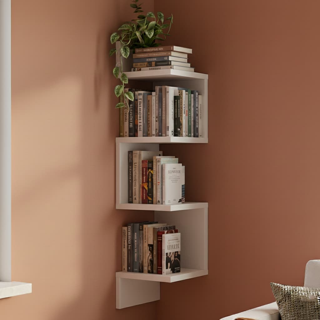 Prateleira De Canto Reto Mdf ou Mdp Para Livros Decoração Nicho 80 Cm