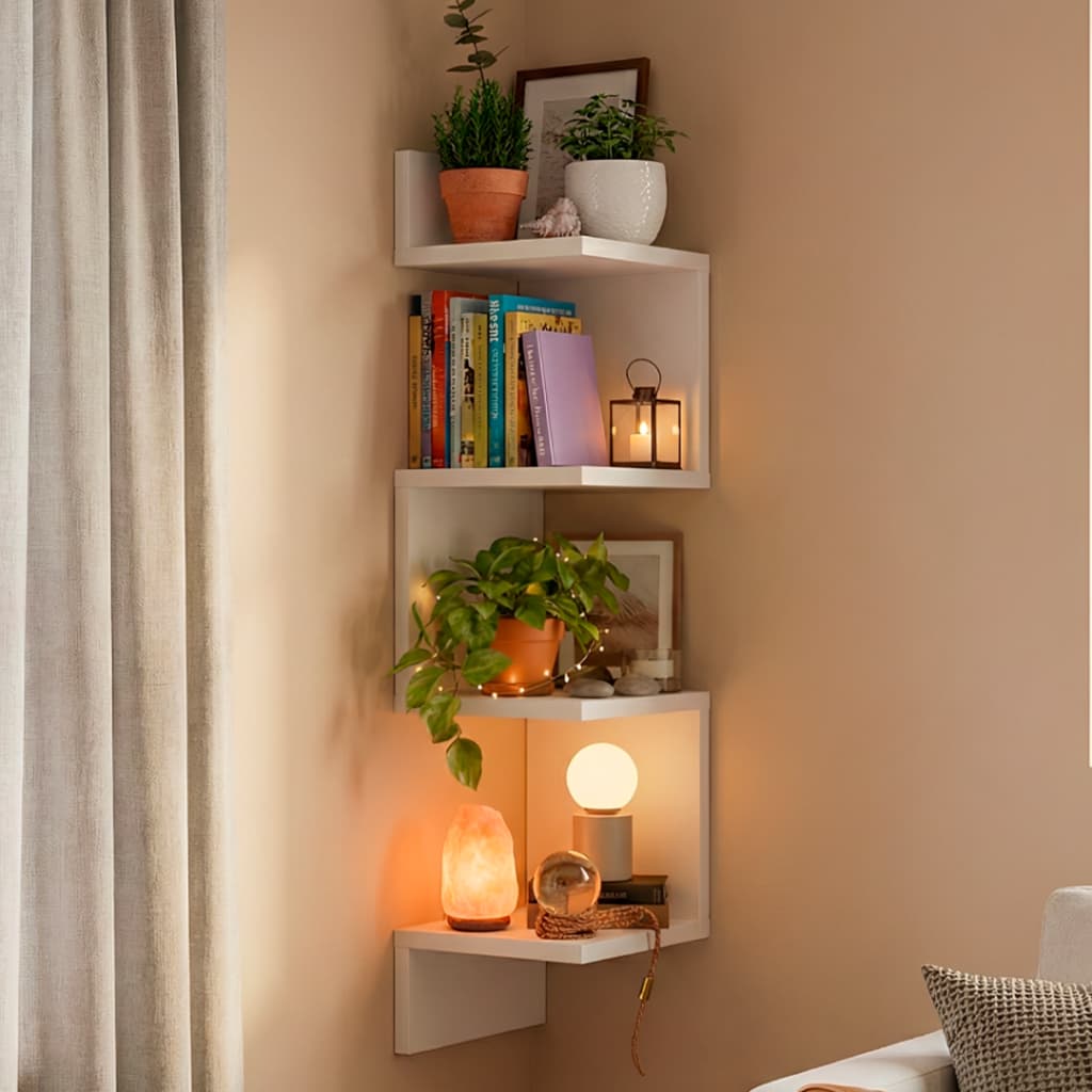 Prateleira De Canto Porta Livros Nicho Decorativo Organizador