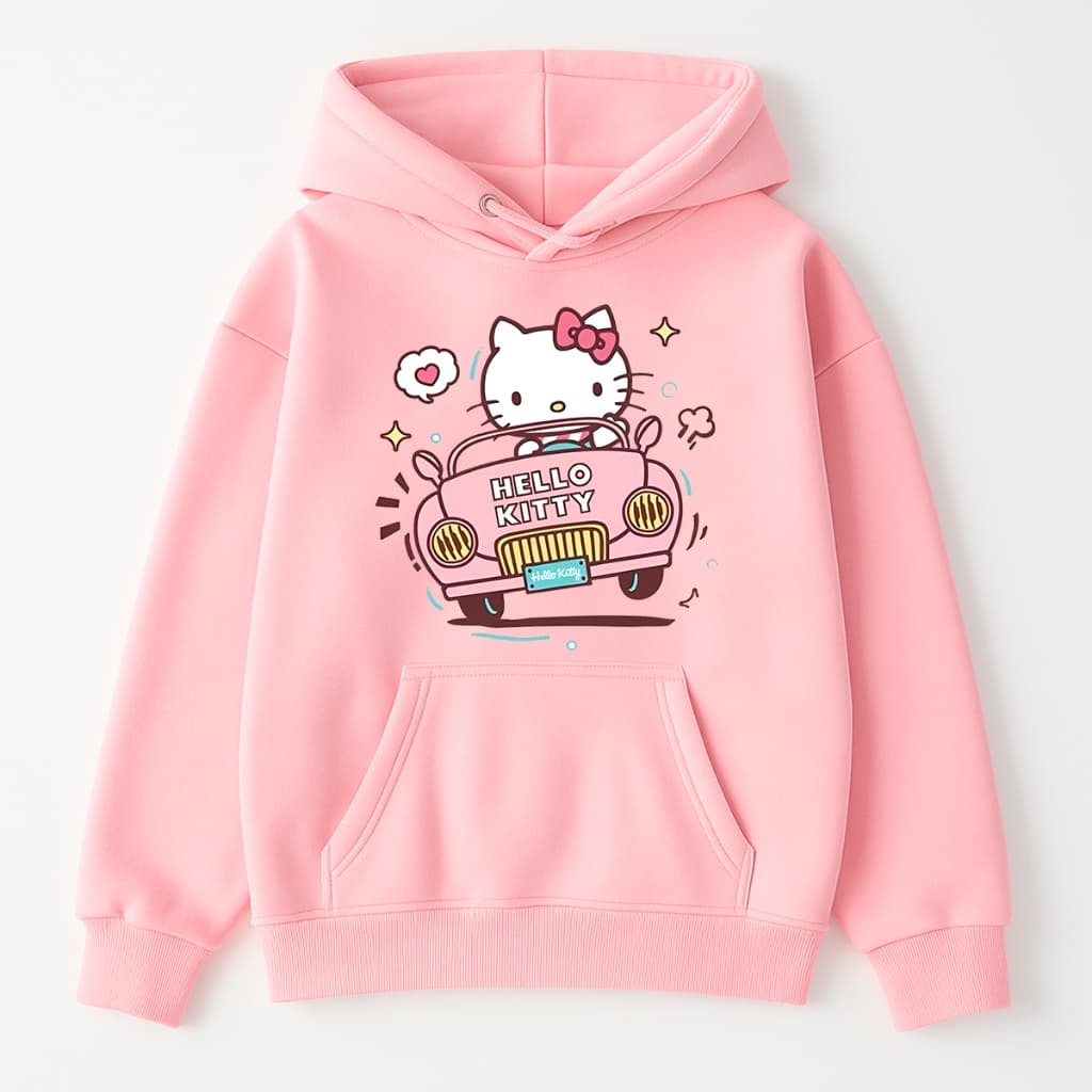 Blusa de Frio Moletom Infantil Desenho Fofo H Kitty Gatinha Nostalgia Geek