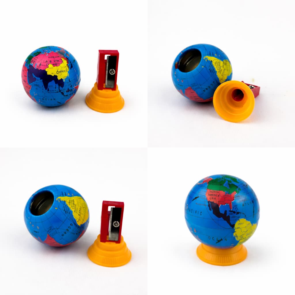 Apontador Globo Terrestre com Coletor Escolar Educativo