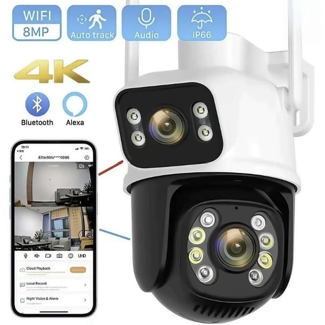 Câmera de Segurança A28B WiFi Dual 1080P 3MP Dupla WiFi para Alarme De Detecção De Segurança