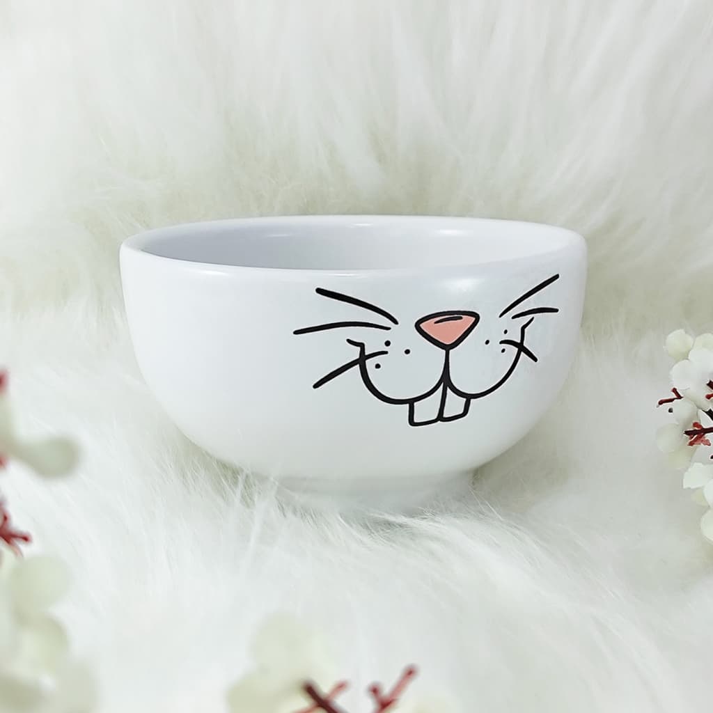 Cumbuca Bowl Tigela  Porcelana 450ml rostinho Coelho Feliz Páscoa