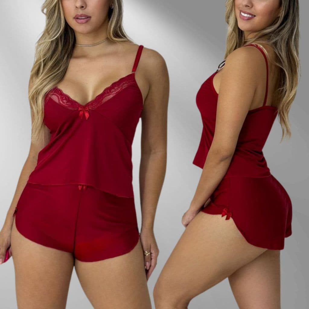 Pijama Feminino Baby Doll Malha Fria Tecido Leve e Geladinho Renda Sensual Conforto para Dormir Premium