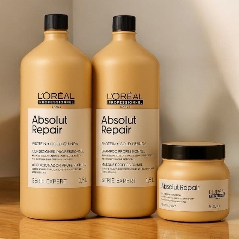 kit L'oreal absolut, Repair, Gold Quinoa 1,5l, shampoo, condicionador,e máscara Profissional