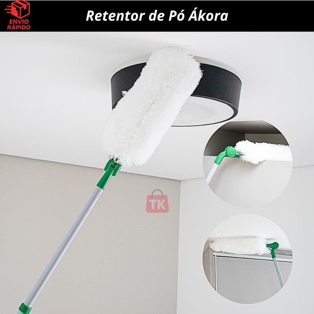 Retentor De Pó Limpeza Ákora Espanador Teto Móveis Altos com Cabo Regulável Daxxen® – Ákora