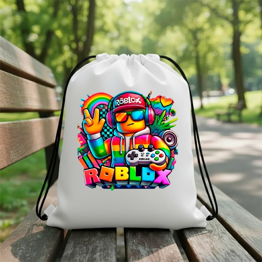 Mochila Saco Escolar Estampada Jogo Roblox Material Resistente, Leve e Confortável para o Dia a Dia
