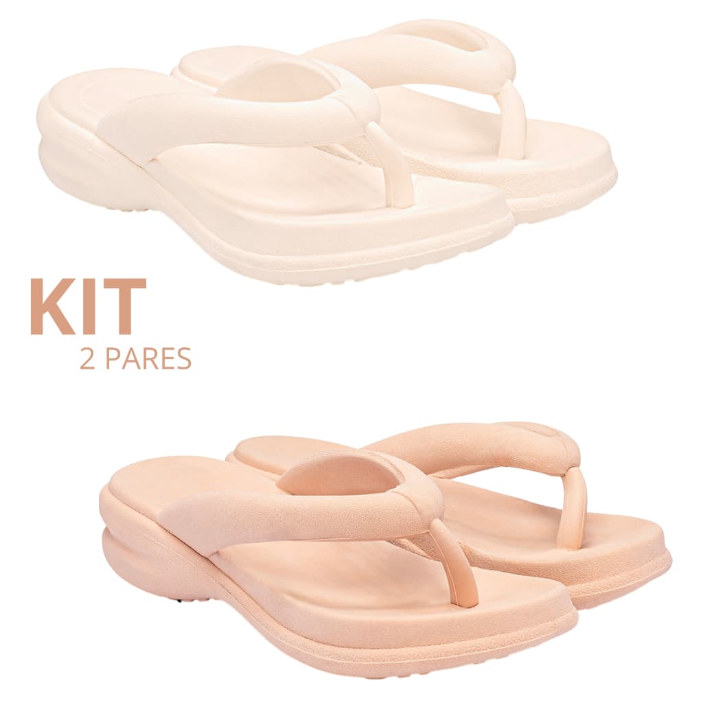 Kit Chinelo Feminino  Confortável Nuvem Leve Macio
