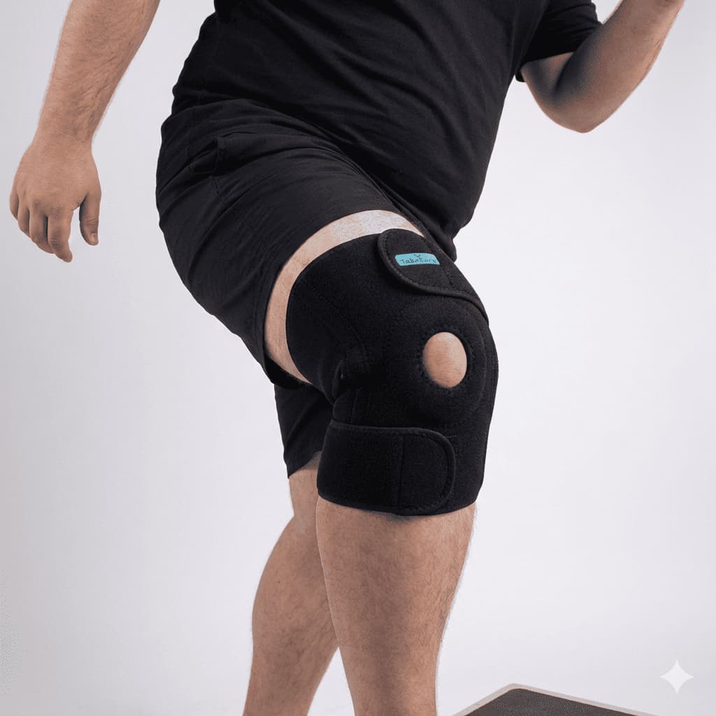 Joelheira Ortopédica Plus Size Com Compressão Premium - Preto - Único Ajustável