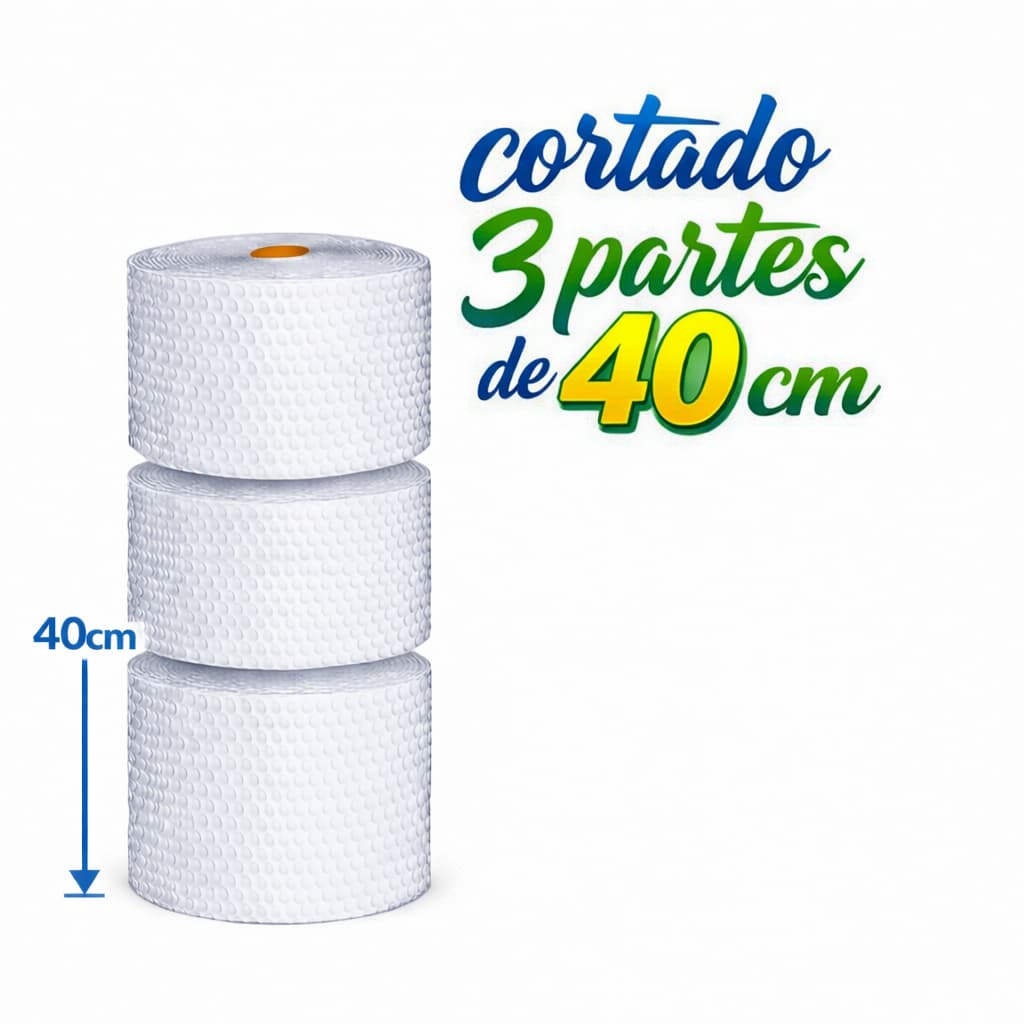 Vendendo Prático Bolha | Rolo 40cm x 100m (3 Cortes) Ideal para Embalagens e Proteção