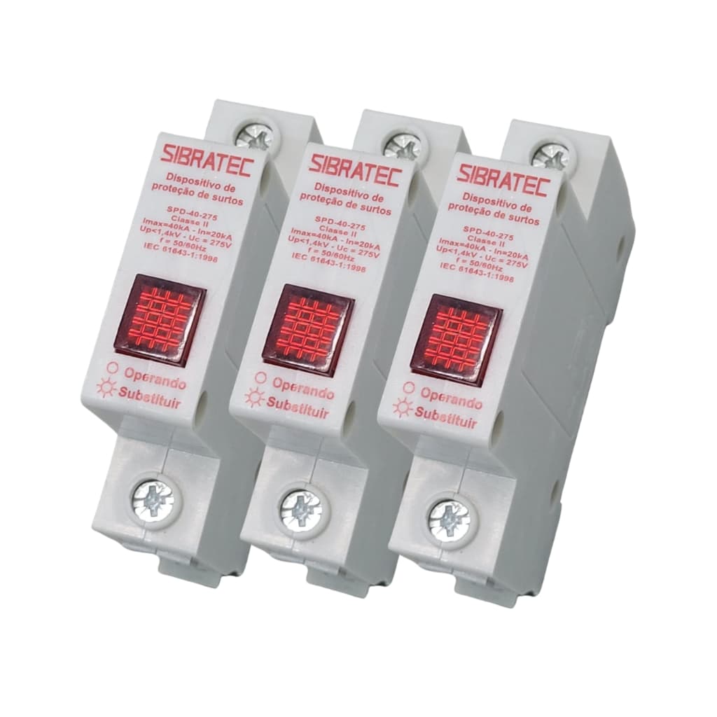 Kit Com 3 Protetor Contra Surtos Dps 40ka 275v Sibratec