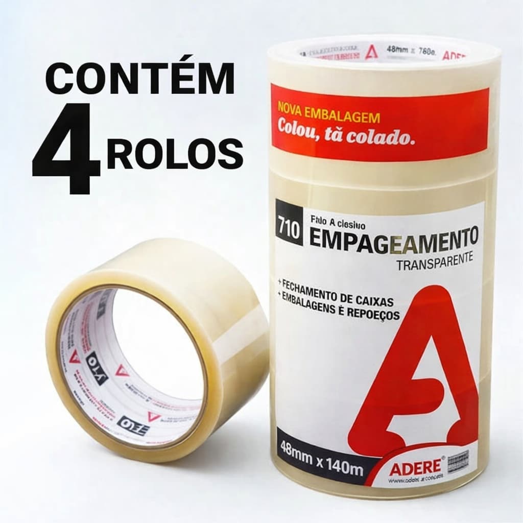 Adere kit com 4 fita adesiva empacotamento transparente 45mm x 40m
