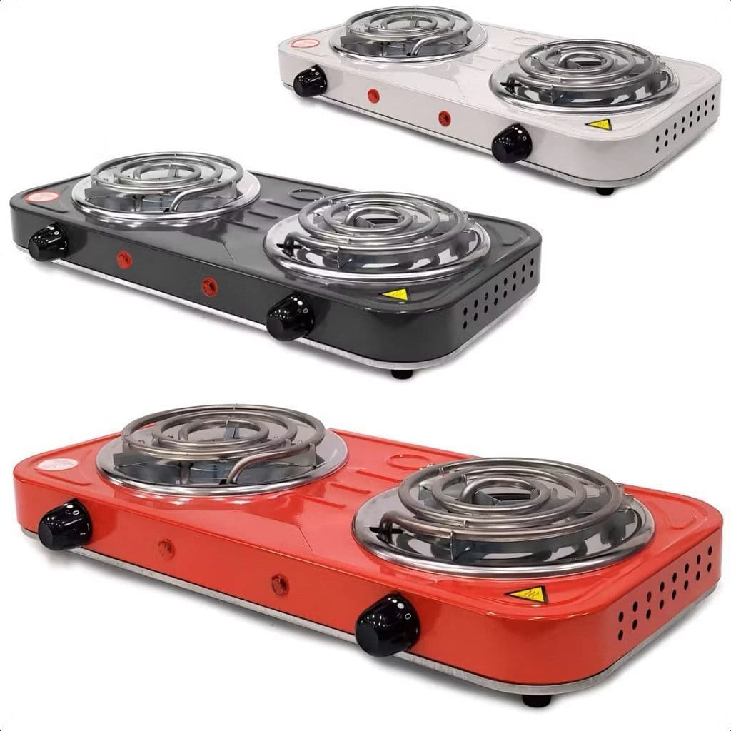 Fogareiro Elétrico 2 Bocas Portátil Camping Cooktop Cozinha 110v Viagem Premium