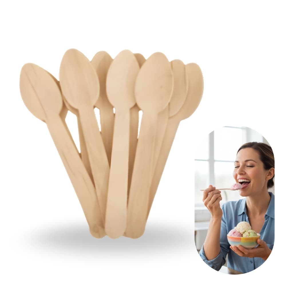 kit 100, 200 ou 500un Colher Sobremesa descartável, madeira, ecológica, sustentável