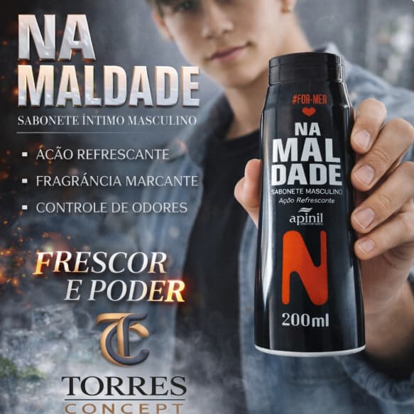 Sabonete Íntimo Masculino Na Maldade 200ml Apinil Fragrância Marcante Ação Refrescante Original