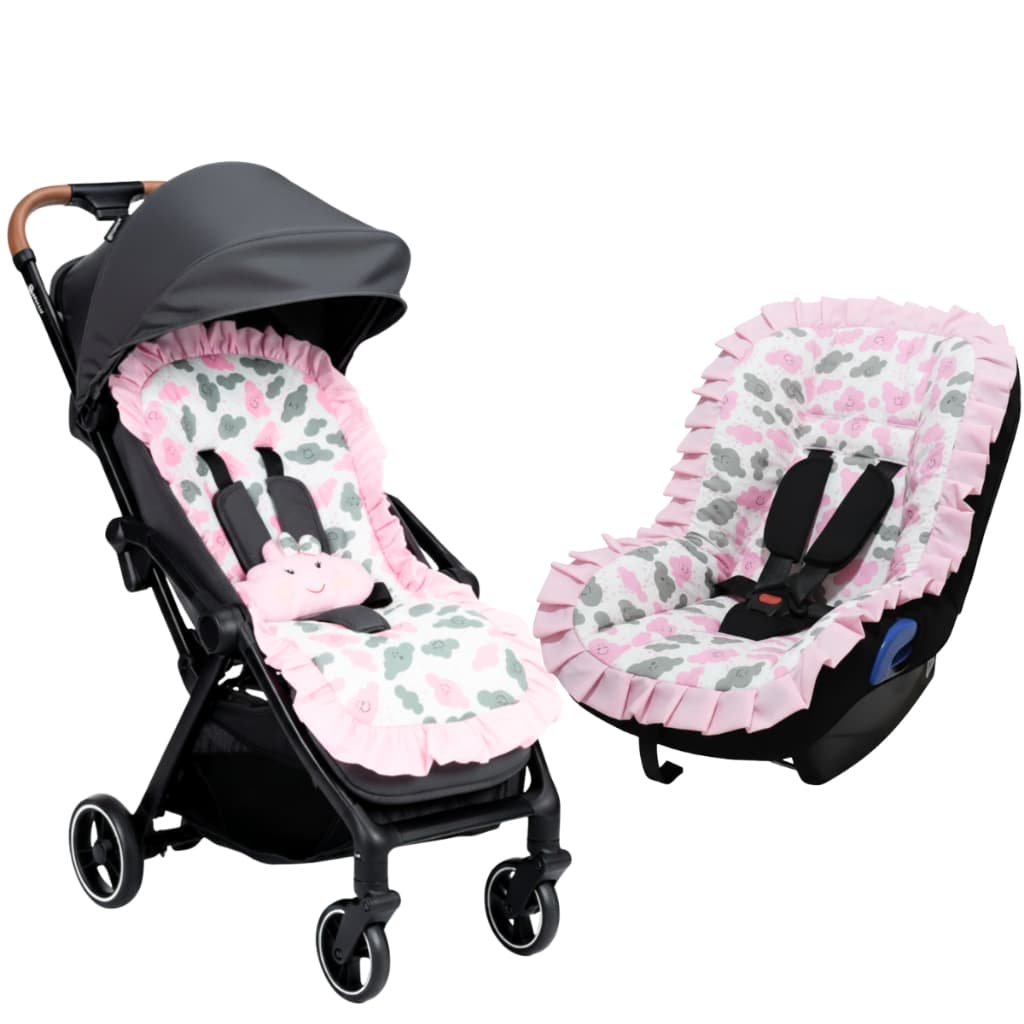 Kit 1x Capa de Carrinho + 1x Bebê Conforto 100% Algodão Várias Estampas