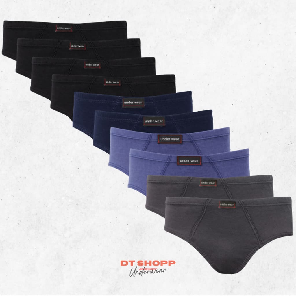 kit 10 Cuecas Básica Slip Tradicional Adulto 100% Algodão