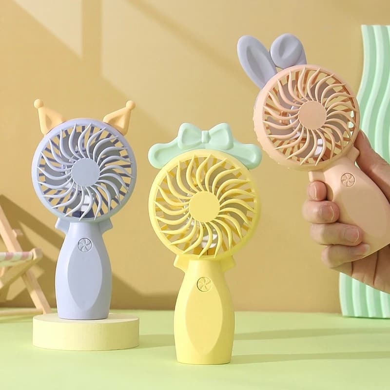 Mini Ventilador Portátil Recarregável – Design Fofo com Orelhinhas Trocáveis (C3)🐰🎀