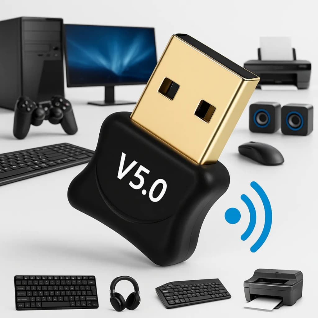 Adaptador Bluetooth 5.0 Dongle Conector PC Notebook Mac USB Fone de Ouvido Console Mouse Teclado
