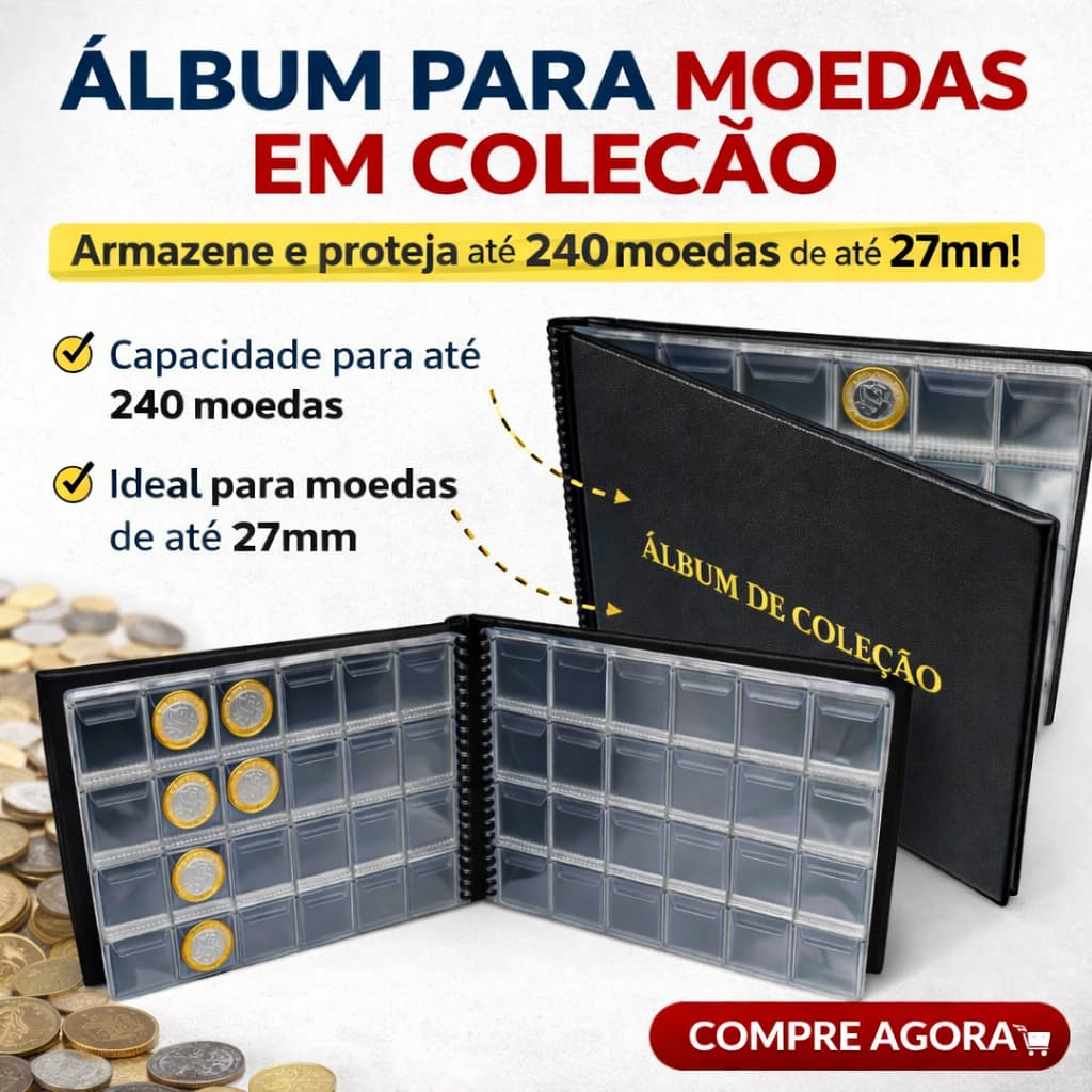 Álbum Pasta Para 240 Moedas - Para Moedas De Até 27mm