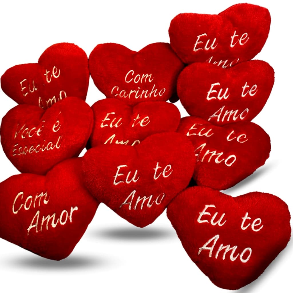 Coração de Pelúcia Pacote com 10 uni Ideal para montar cestas de aniversário chocolate dias das mães