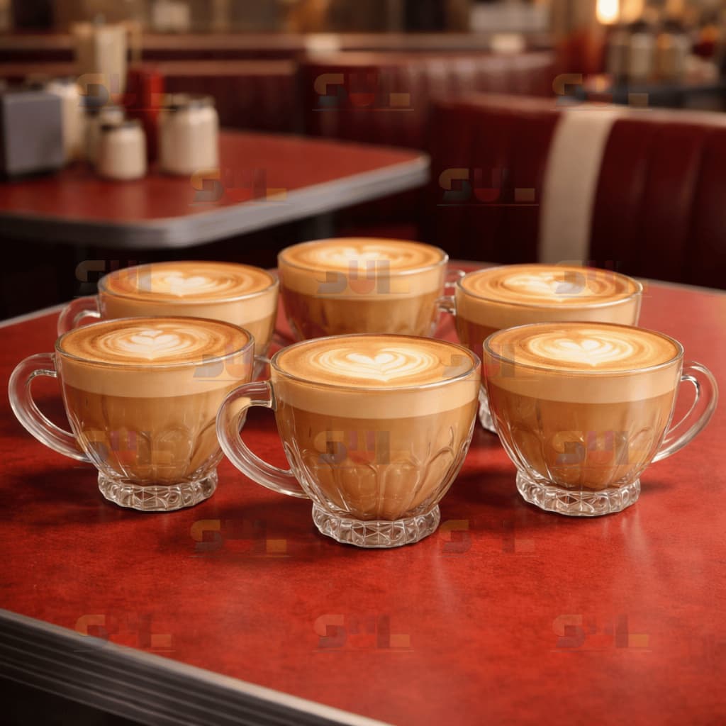 Jogo de Xicaras 6 PEÇAS de Vidro Modelo BRASILIANO 110ml Moderna Para Cozinha e Café Chá Resistente