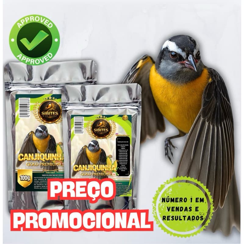 RAÇÃO CANJIQUINHA GOLD PREMIUM - (Sibites e Cia Rações ORIGINAL)