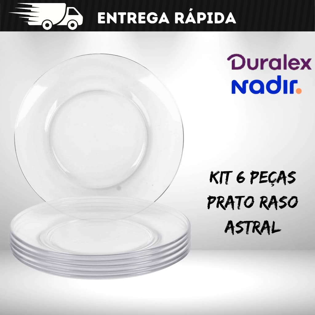Kit 6 Pratos Rasos Duralex Astral Vidro -  Nadir