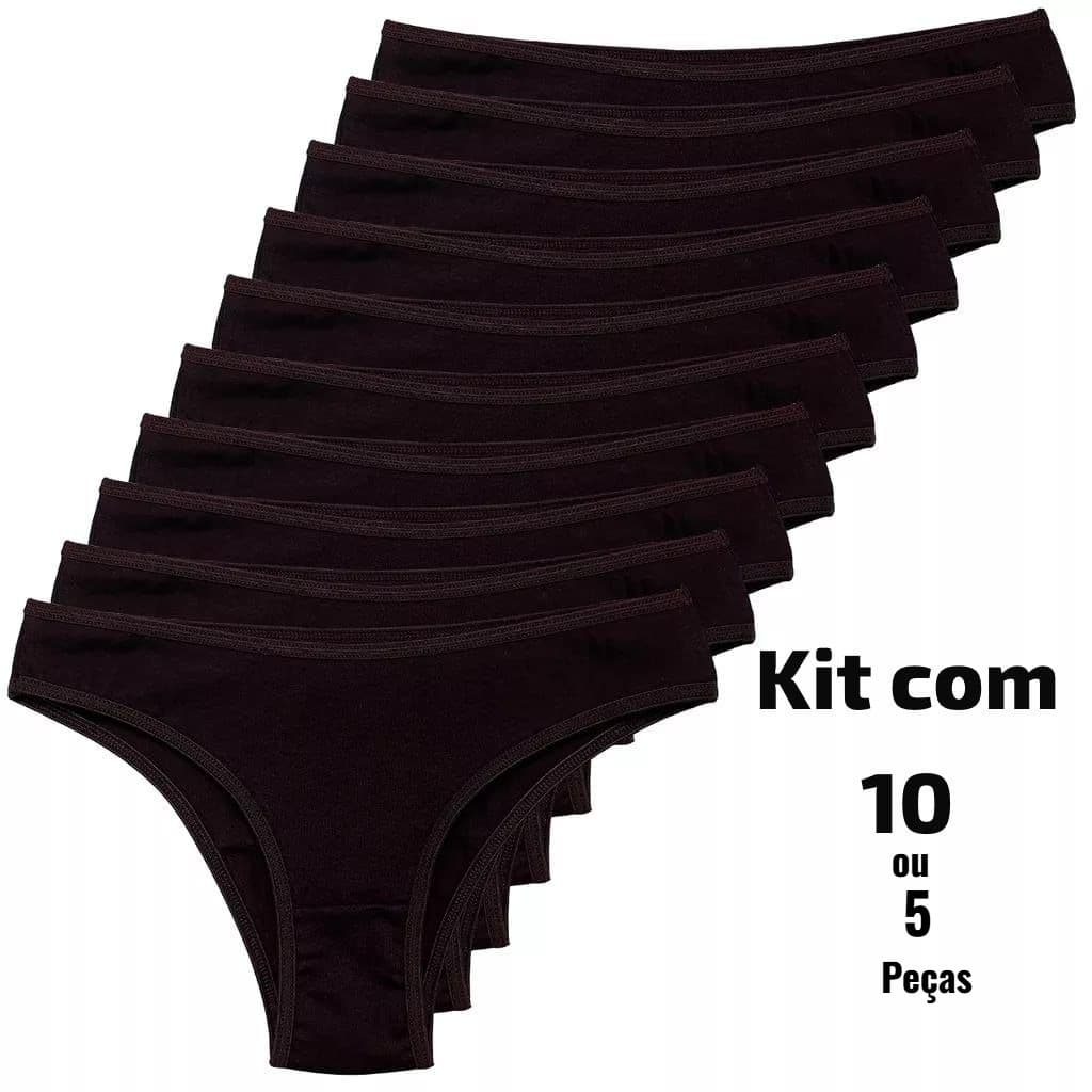Kit Calcinha Cotton Confort Algodão Tanga Básica Feminina Conforto