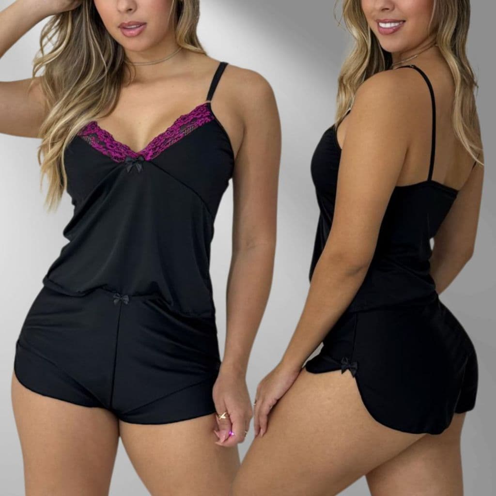 Conjunto Pijama Baby Doll Renda Sensual Malha Fria Tecido Fresquinho e Molinho Super Confortável Premium