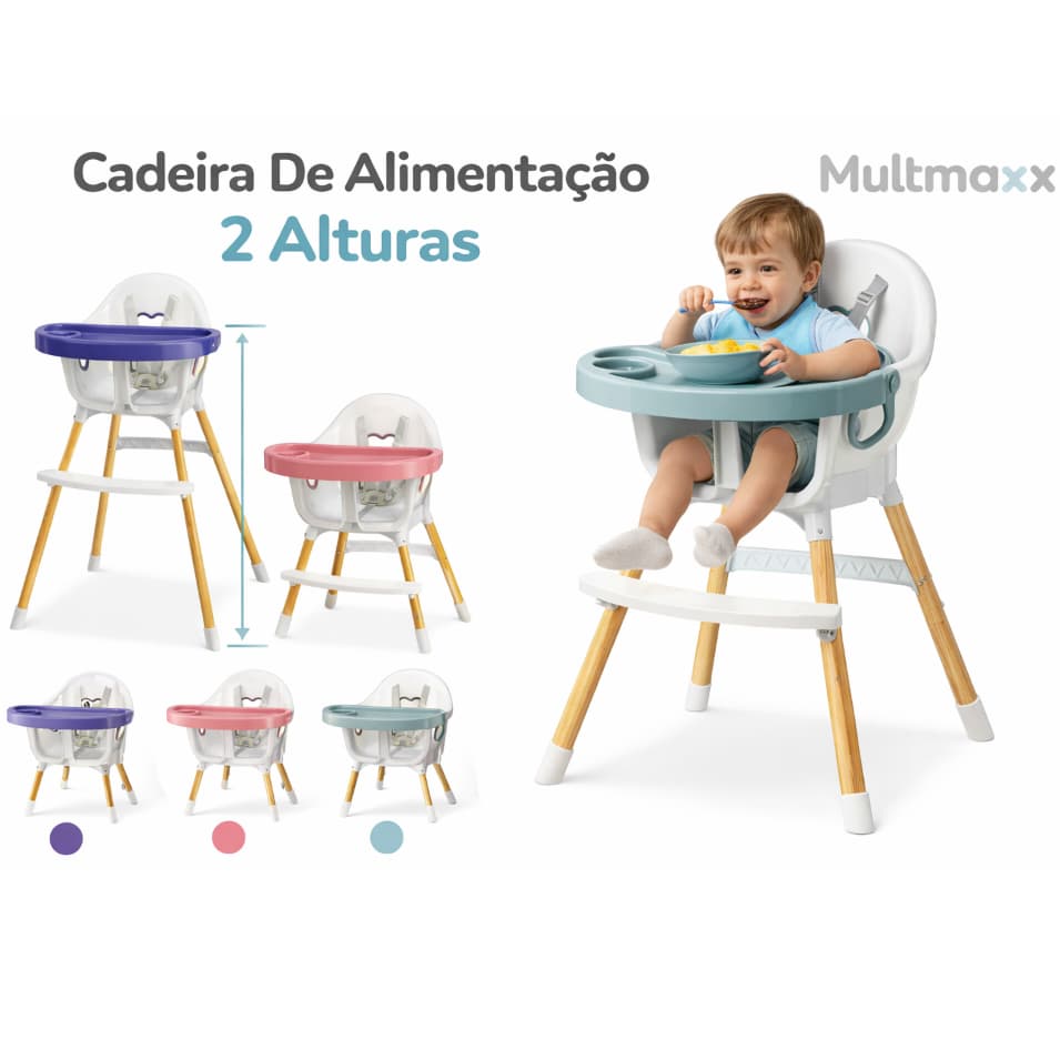 Cadeira de Alimentação Para Bebê Portátil 2 Alturas Cadeirinha Infantil Desmontável Multmaxx